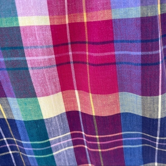 Vintage Pleated Colourful Plaid High Rise Lightweight Shorts - Picture 3 of 6